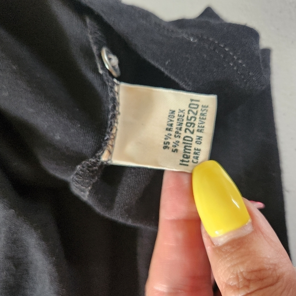 L.L. Bean Dress Womens Size Medium Black Stretch Jersey Knit 3/4 Sleeves V-Neck - Picture 13 of 13
